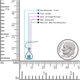 Pear 15.2mm Fishhook Earring Oxidized Round Lab Created Opal 925 Sterling Silver