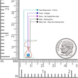 Pear 15.2mm Fishhook Earring Oxidized Round Lab Created Opal 925 Sterling Silver