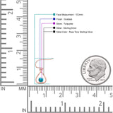 Pear 15.2mm Fishhook Earring Oxidized Round Lab Created Opal 925 Sterling Silver