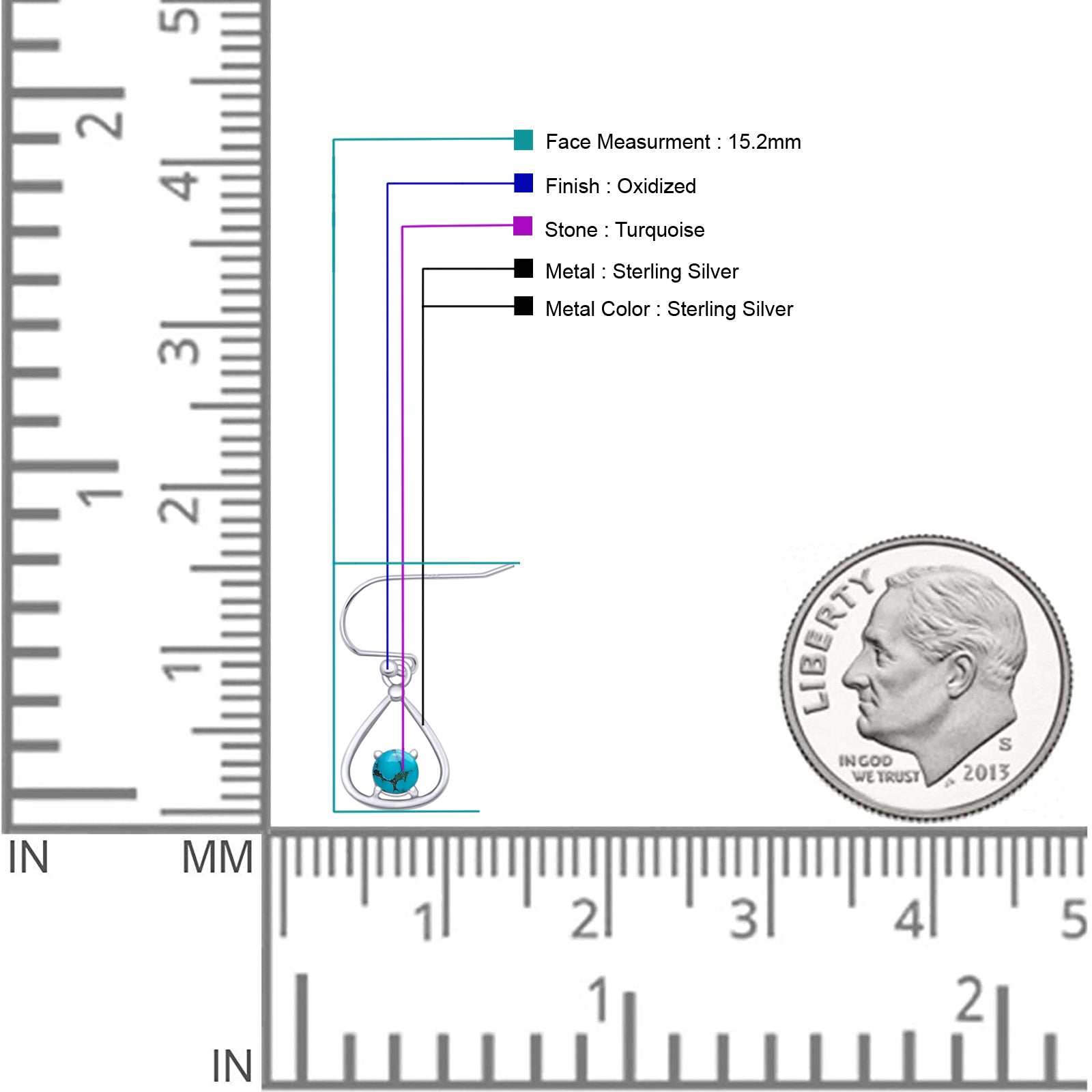 Pear 15.2mm Fishhook Earring Oxidized Round Lab Created Opal 925 Sterling Silver