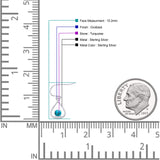 Pear 15.2mm Fishhook Earring Oxidized Round Lab Created Opal 925 Sterling Silver