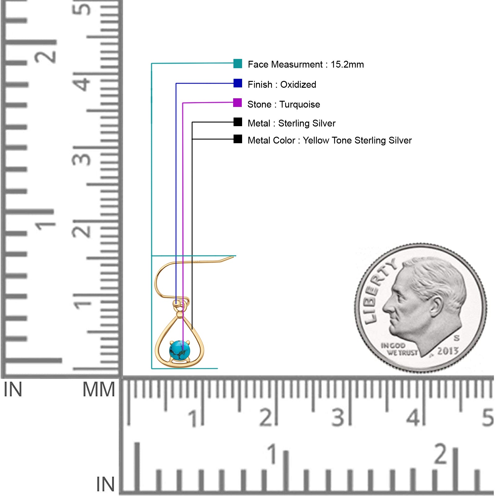 Pear 15.2mm Fishhook Earring Oxidized Round Lab Created Opal 925 Sterling Silver