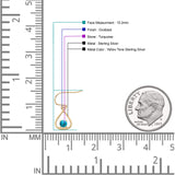 Pear 15.2mm Fishhook Earring Oxidized Round Lab Created Opal 925 Sterling Silver