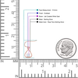 Pear 15.2mm Fishhook Earring Oxidized Round Lab Created Opal 925 Sterling Silver