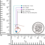 Heart Fishhook Earrings 13.2mm Lab Created Opal Oxidized 925 Sterling Silver