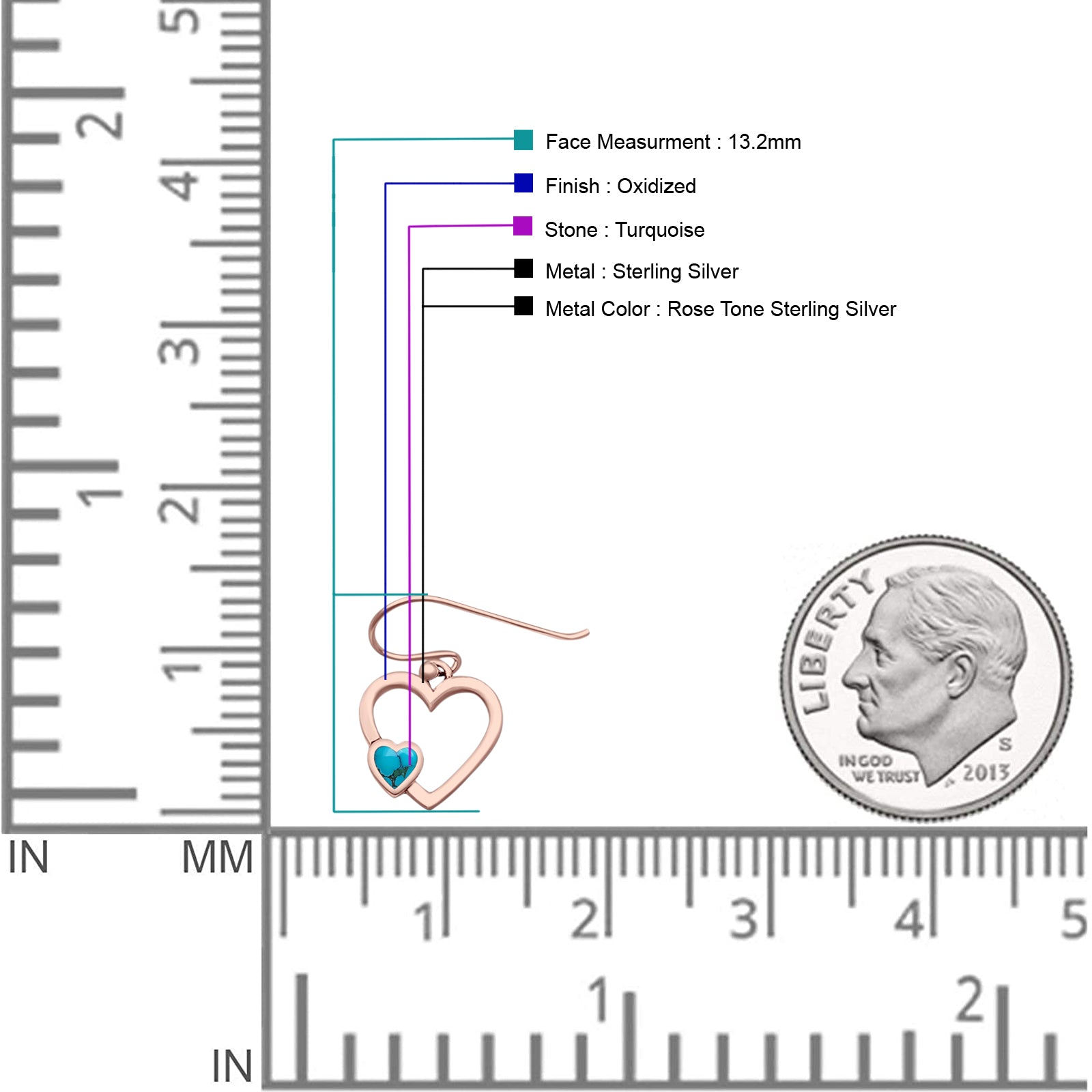 Heart Fishhook Earrings 13.2mm Lab Created Opal Oxidized 925 Sterling Silver