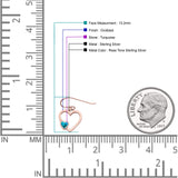 Heart Fishhook Earrings 13.2mm Lab Created Opal Oxidized 925 Sterling Silver