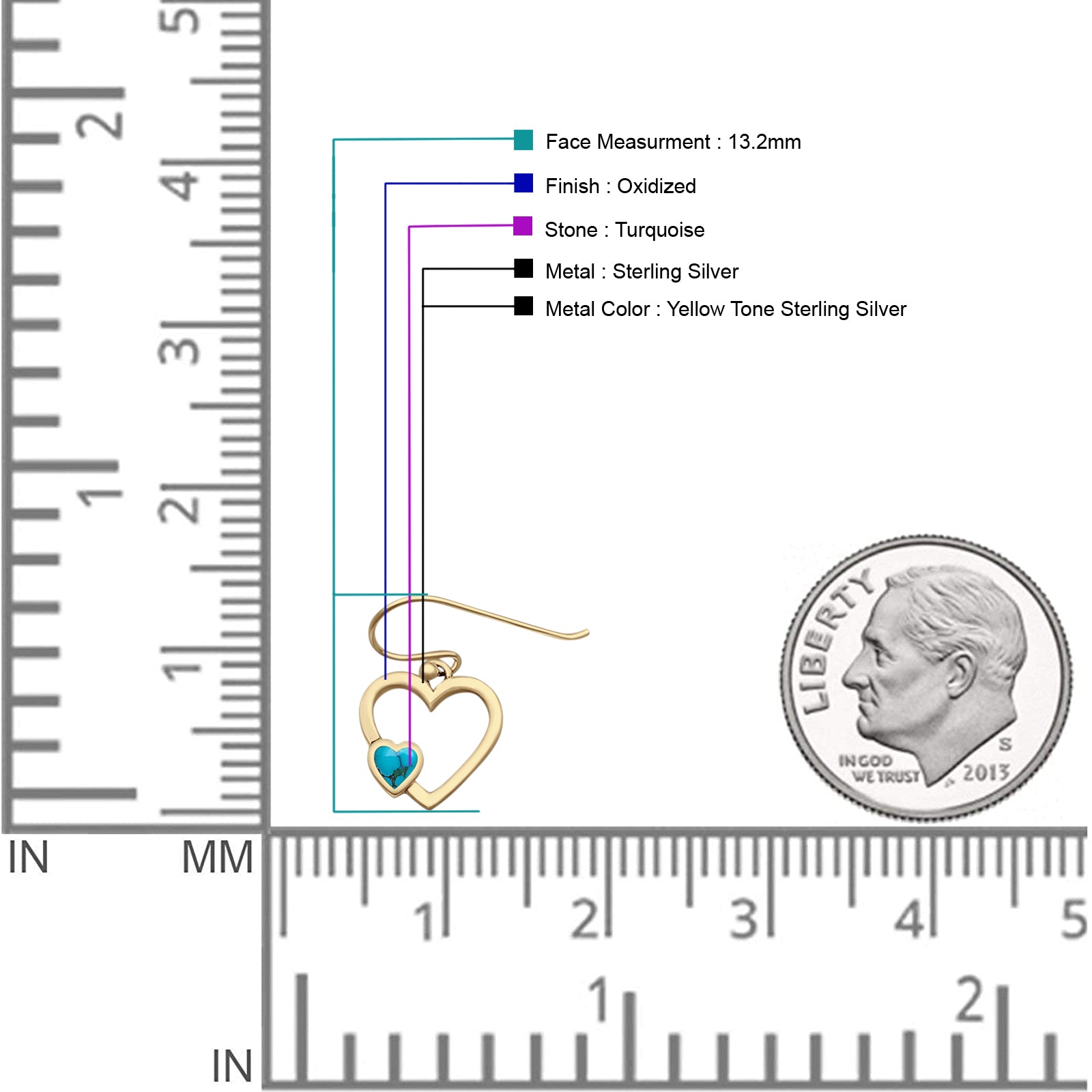 Heart Fishhook Earrings 13.2mm Lab Created Opal Oxidized 925 Sterling Silver