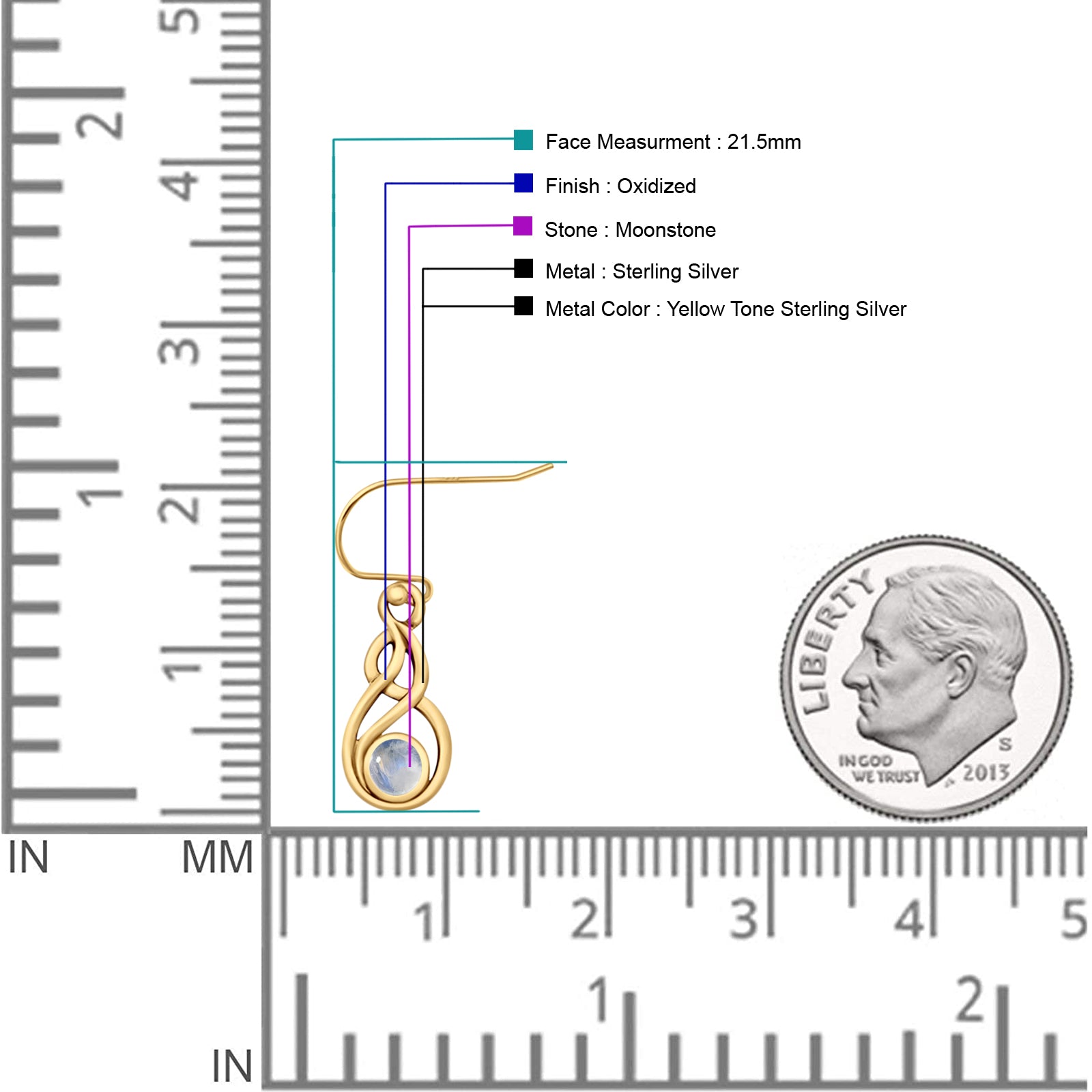 Round 21.5mm Twisted Loop Drop Fishhook Earring Oxidized Lab Created Opal 925 Sterling Silver