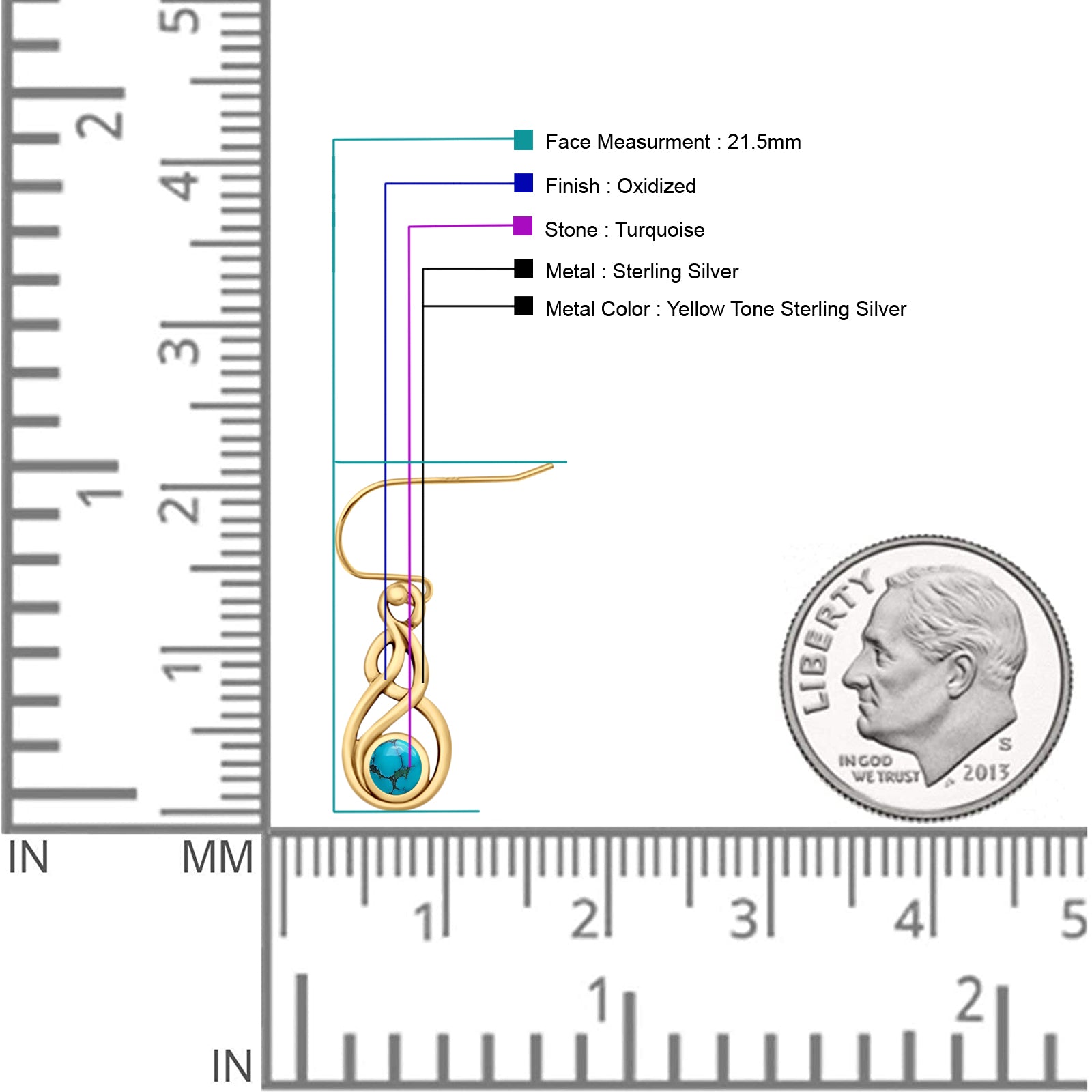 Round 21.5mm Twisted Loop Drop Fishhook Earring Oxidized Lab Created Opal 925 Sterling Silver