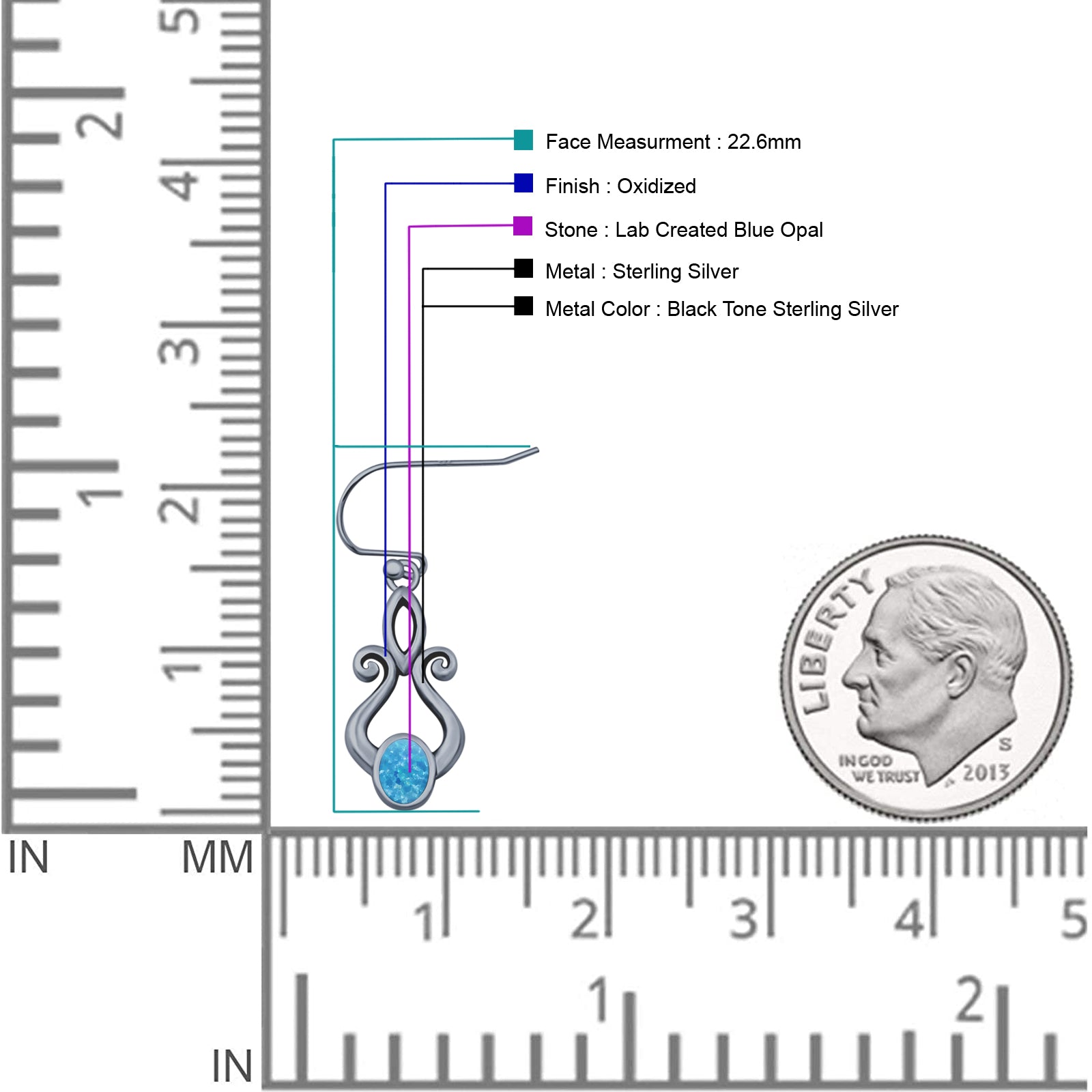 Oval Lab Created Opal 22.6mm Scroll Fishhook Earring 925 Sterling Silver