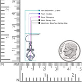 Oval Lab Created Opal 22.6mm Scroll Fishhook Earring 925 Sterling Silver