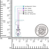 Oval Lab Created Opal 22.6mm Scroll Fishhook Earring 925 Sterling Silver