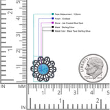 Flower Beaded 15.6mm Created Opal Stud Earring 925 Sterling Silver