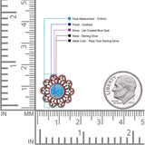 Flower Beaded 15.6mm Created Opal Stud Earring 925 Sterling Silver