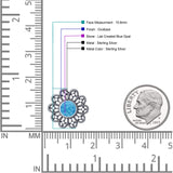 Flower Beaded 15.6mm Created Opal Stud Earring 925 Sterling Silver