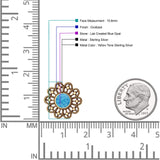 Flower Beaded 15.6mm Created Opal Stud Earring 925 Sterling Silver