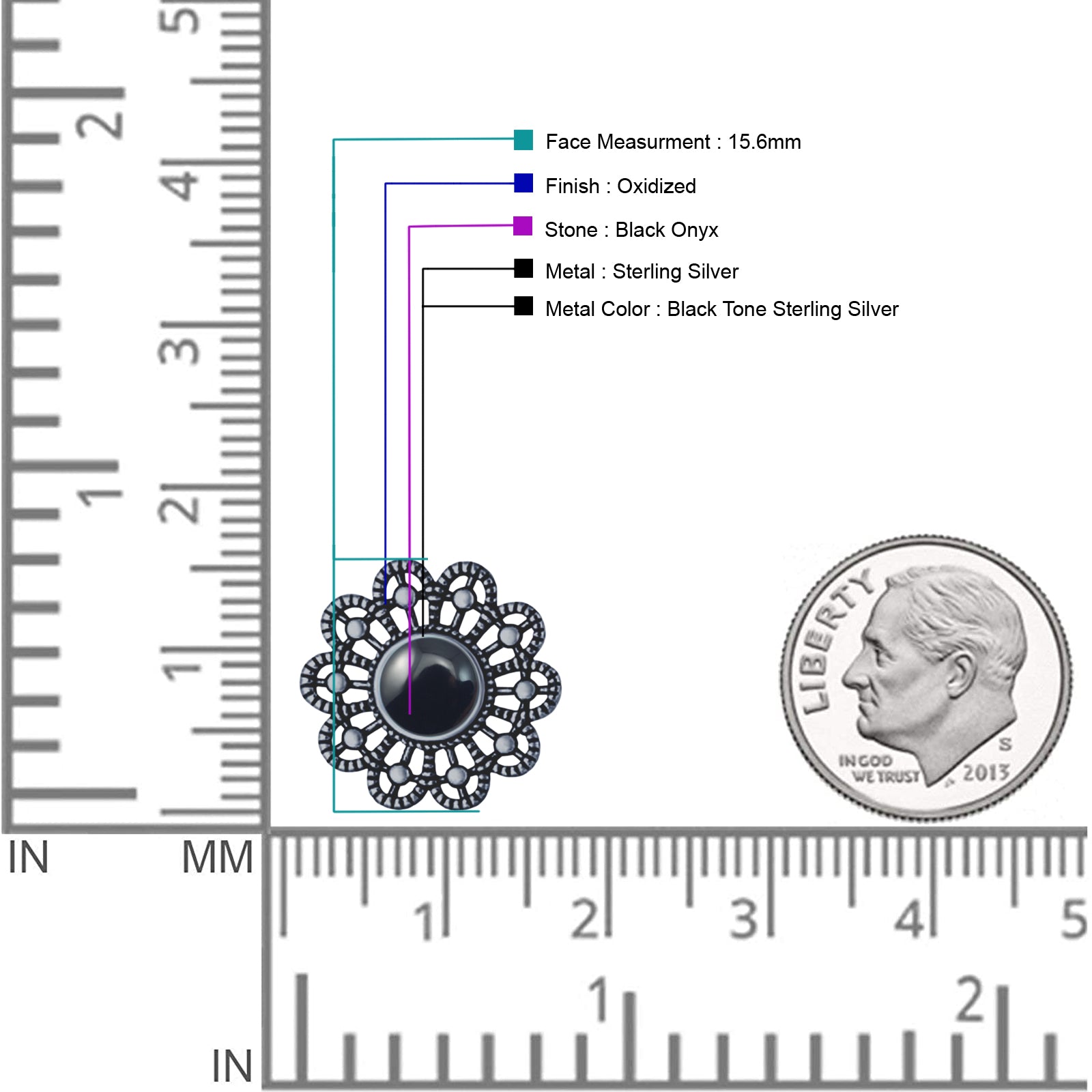 Flower Beaded 15.6mm Created Opal Stud Earring 925 Sterling Silver