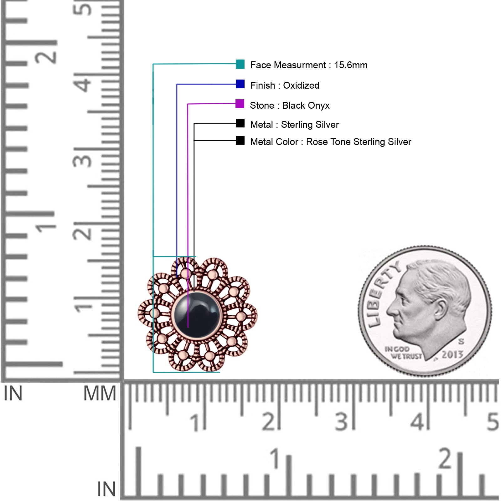 Flower Beaded 15.6mm Created Opal Stud Earring 925 Sterling Silver