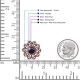 Flower Beaded 15.6mm Created Opal Stud Earring 925 Sterling Silver