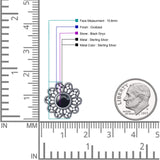 Flower Beaded 15.6mm Created Opal Stud Earring 925 Sterling Silver