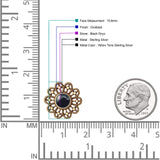 Flower Beaded 15.6mm Created Opal Stud Earring 925 Sterling Silver