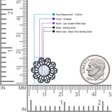 Flower Beaded 15.6mm Created Opal Stud Earring 925 Sterling Silver