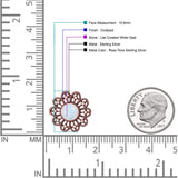 Flower Beaded 15.6mm Created Opal Stud Earring 925 Sterling Silver