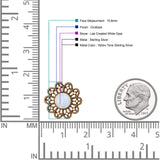 Flower Beaded 15.6mm Created Opal Stud Earring 925 Sterling Silver