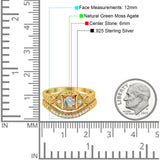 Two Piece Round Natural Stone Bridal Ring