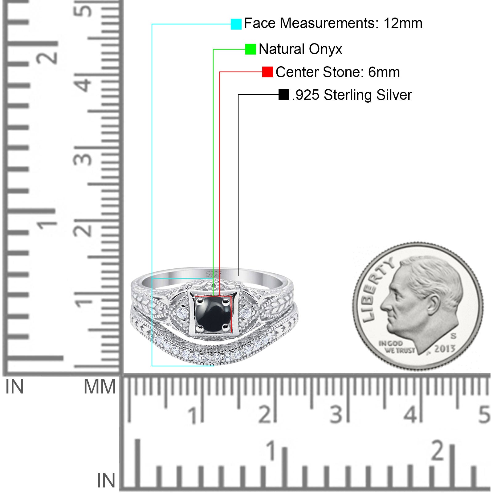 Two Piece Round Natural Stone Bridal Ring