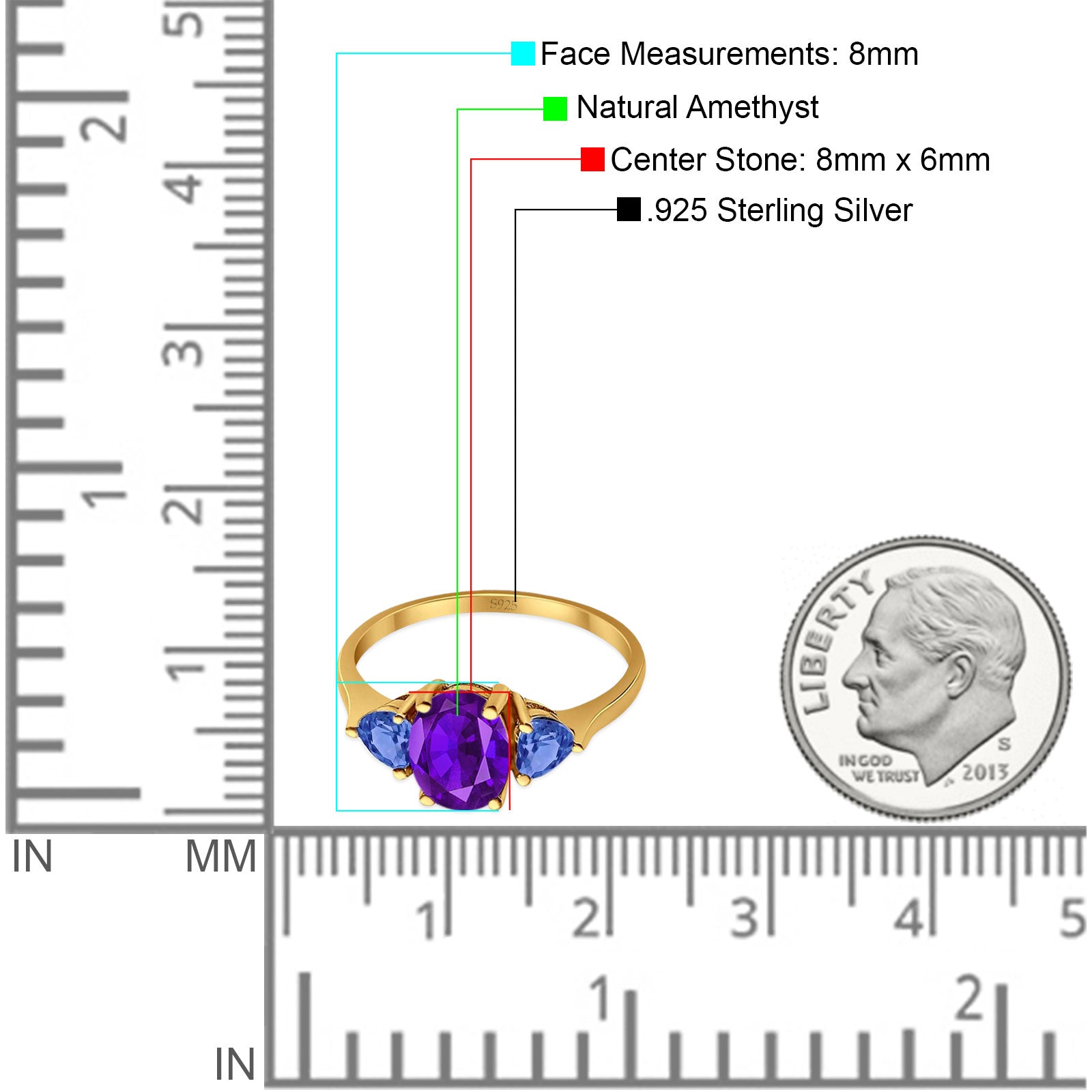 Three Stone Oval Natural Stone Trio Ring