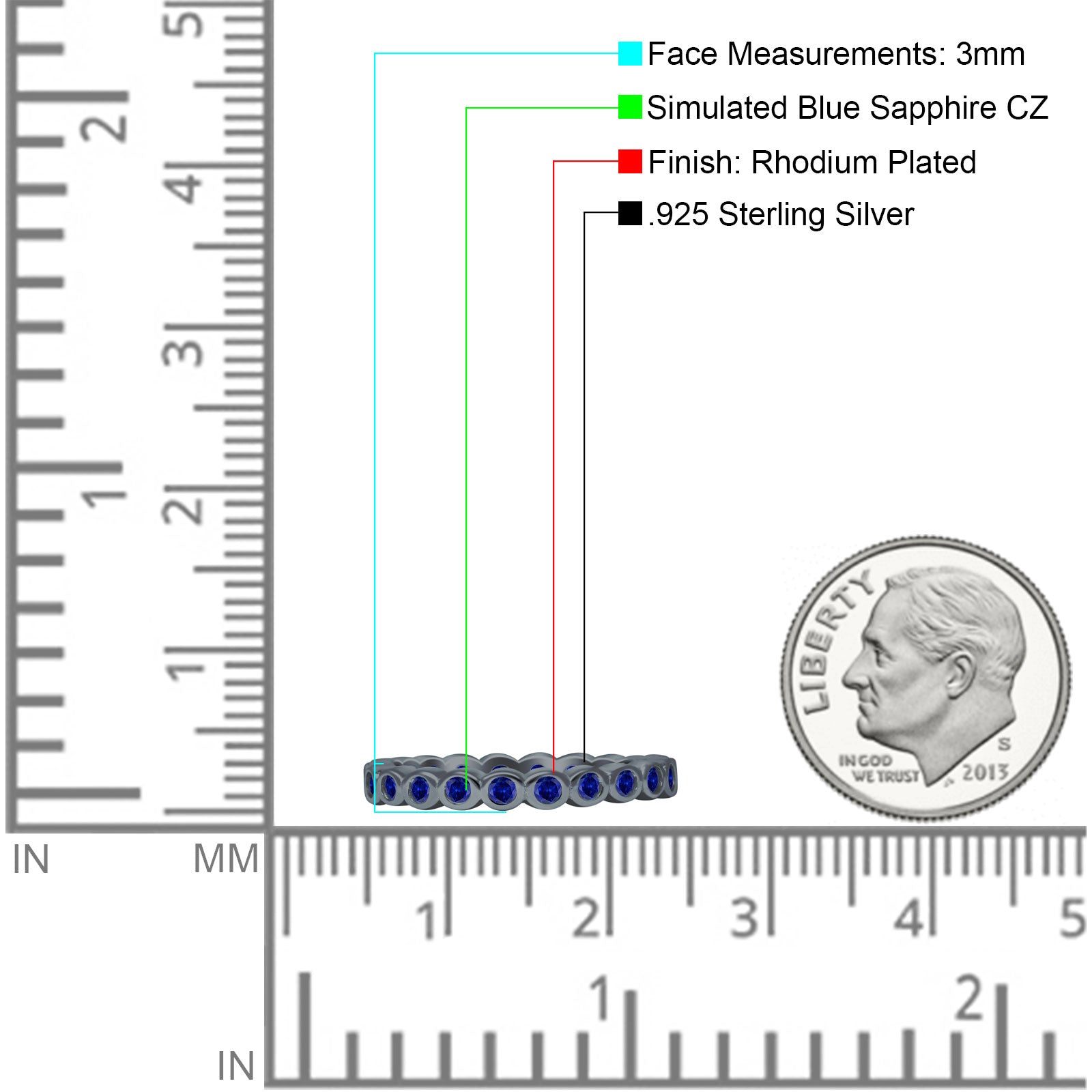 Full Eternity CZ Bezel Set Ring