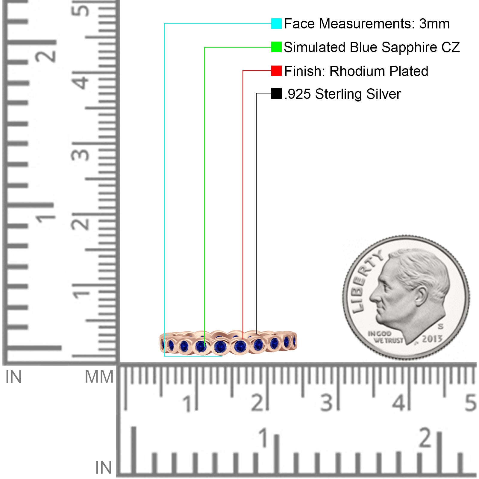 Full Eternity CZ Bezel Set Ring