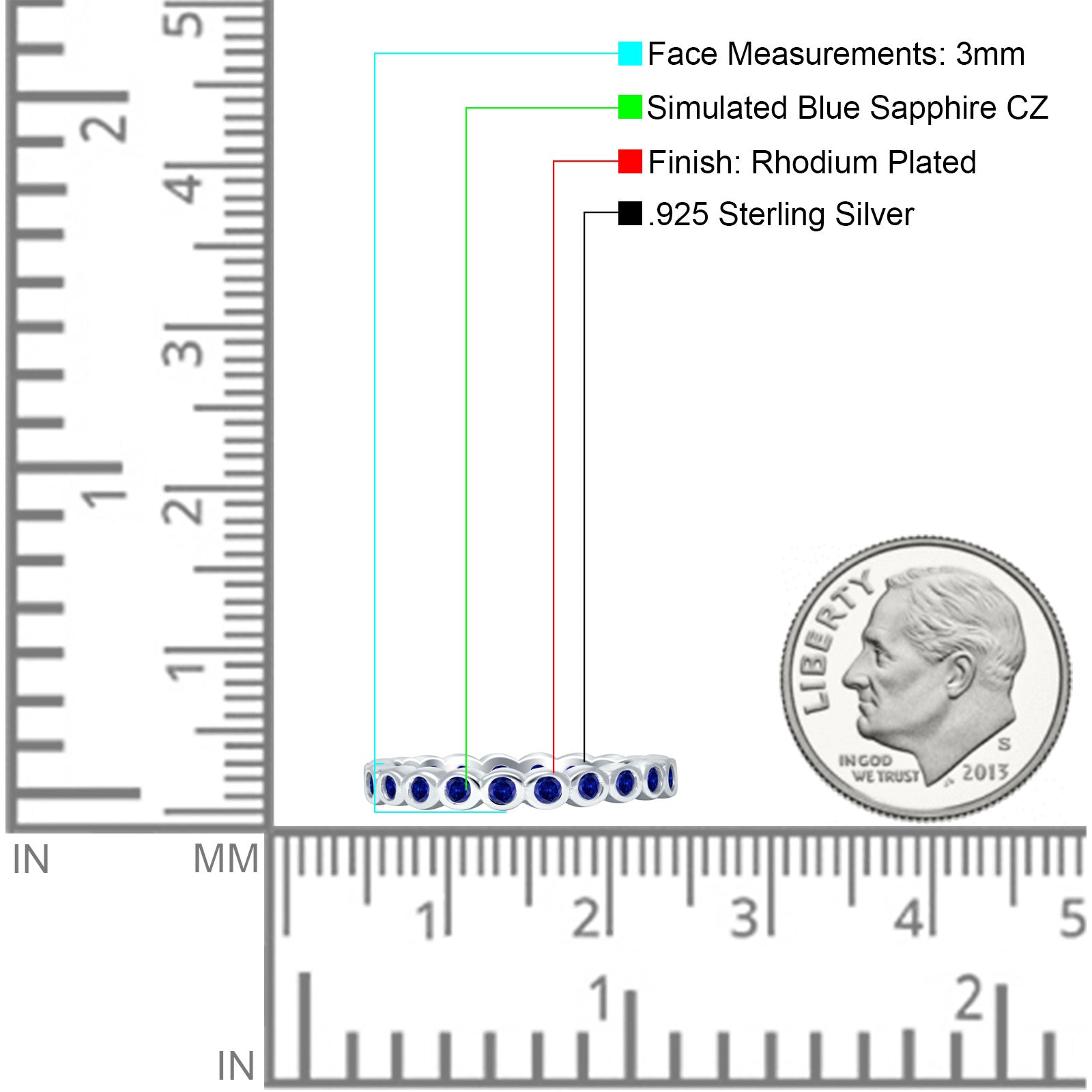 Full Eternity CZ Bezel Set Ring
