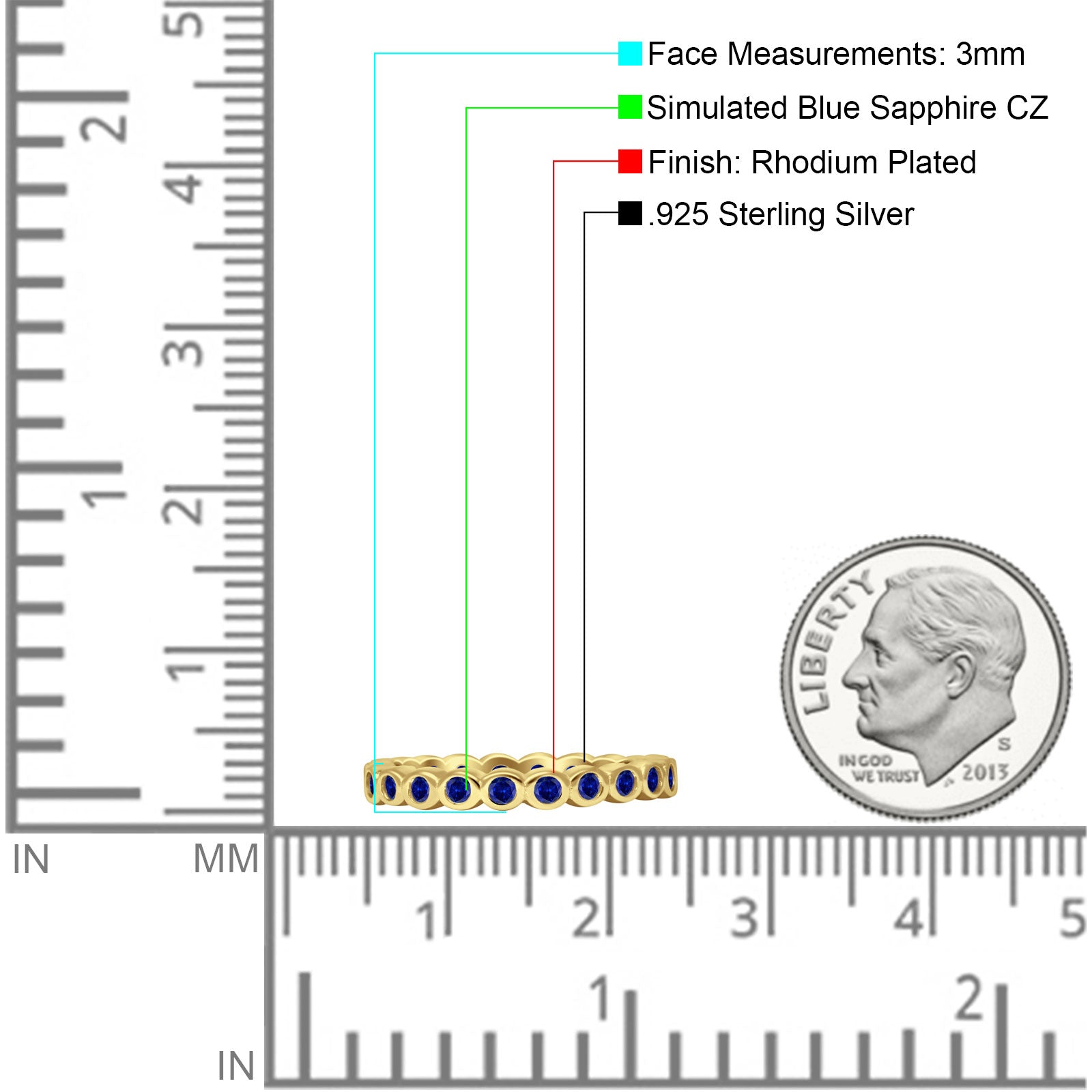 Full Eternity CZ Bezel Set Ring