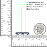 Half Eternity 4mm Cluster Round Cubic Zirconia Bands 925 Sterling Silver