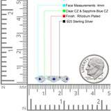 Half Eternity 4mm Cluster Round Cubic Zirconia Bands 925 Sterling Silver