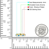 Evil Eye 4mm Round Cubic Zirconia Stackable Band 925 Sterling Silver