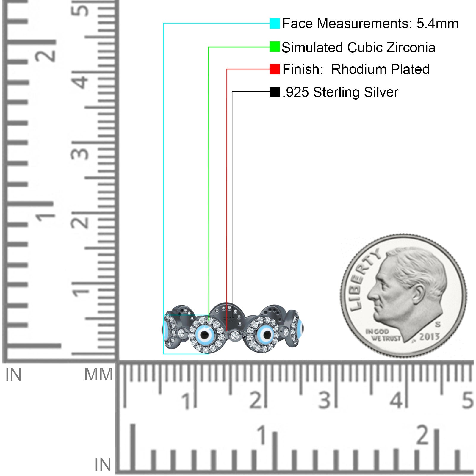 Round Halo CZ Evil Eye Ring