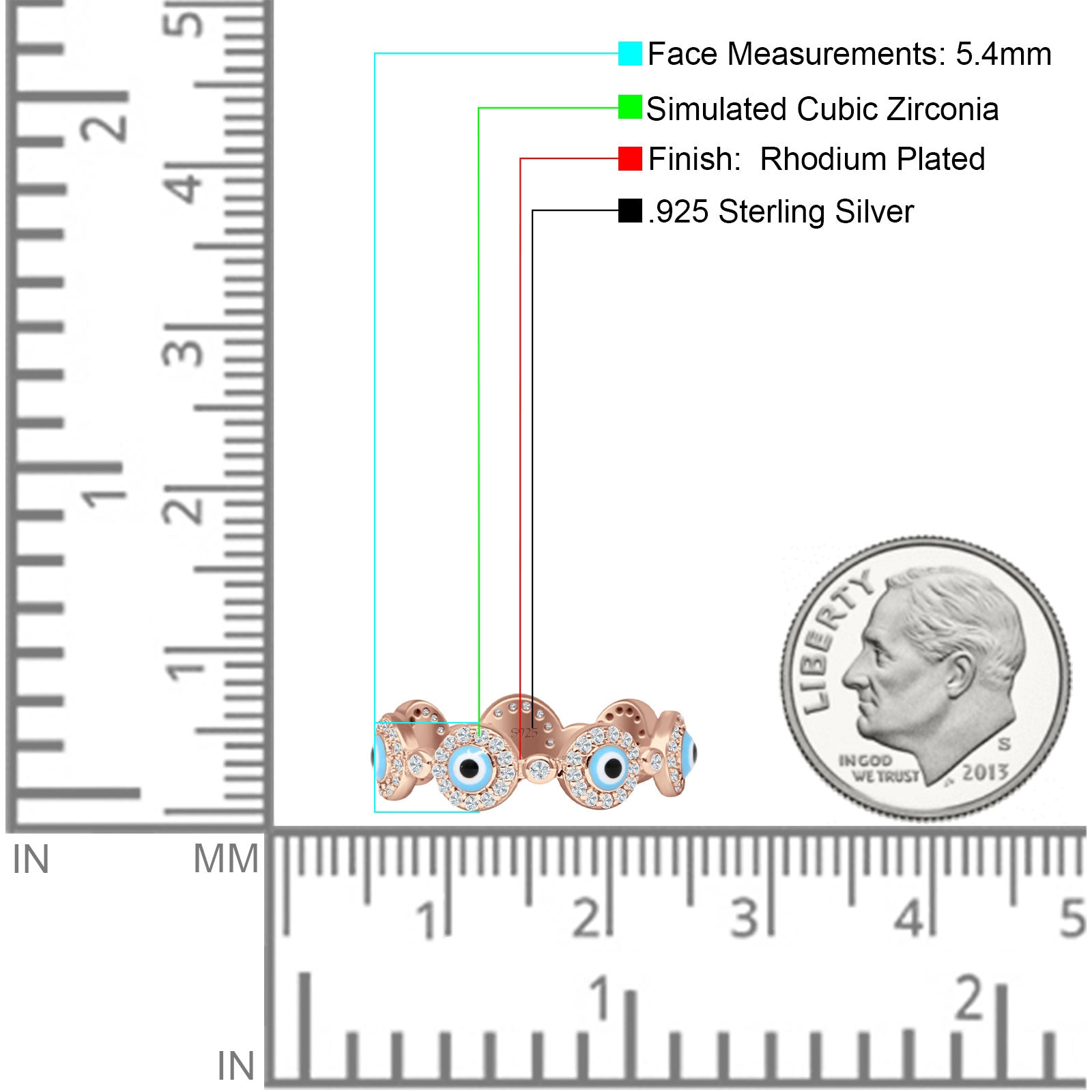 Round Halo CZ Evil Eye Ring