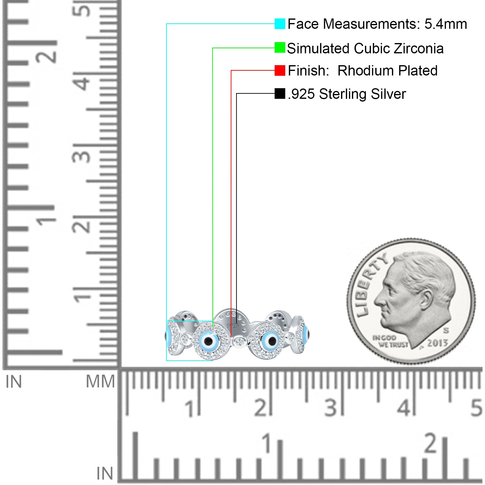 Round Halo CZ Evil Eye Ring