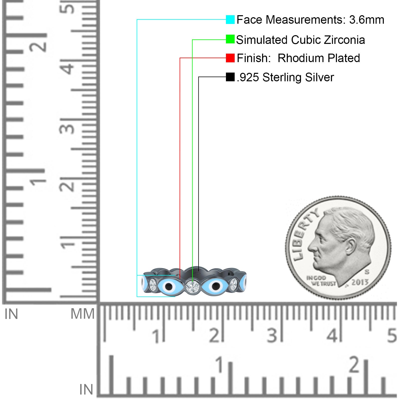 Evil Eye Ring CZ Full Eternity Band.