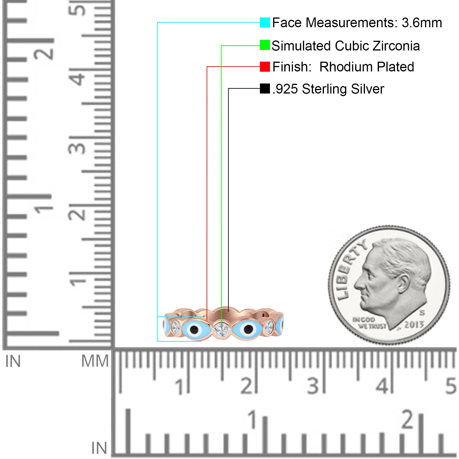 Evil Eye Ring CZ Full Eternity Band.