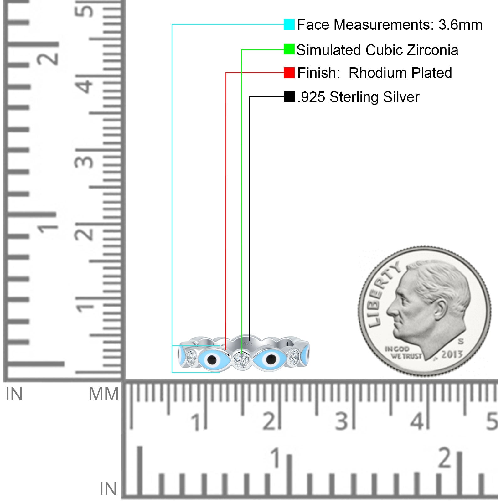 Evil Eye Ring CZ Full Eternity Band.