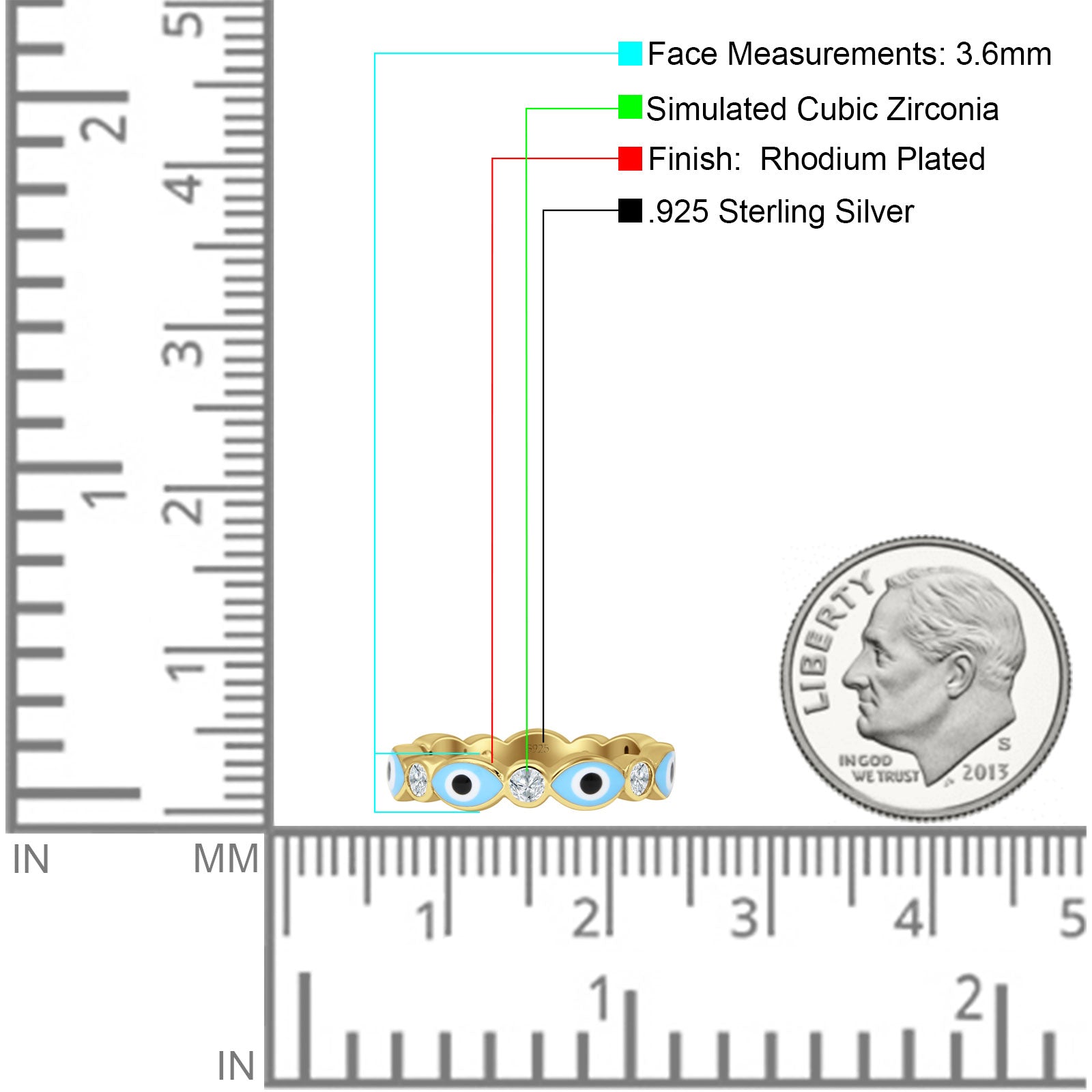 Evil Eye Ring CZ Full Eternity Band.