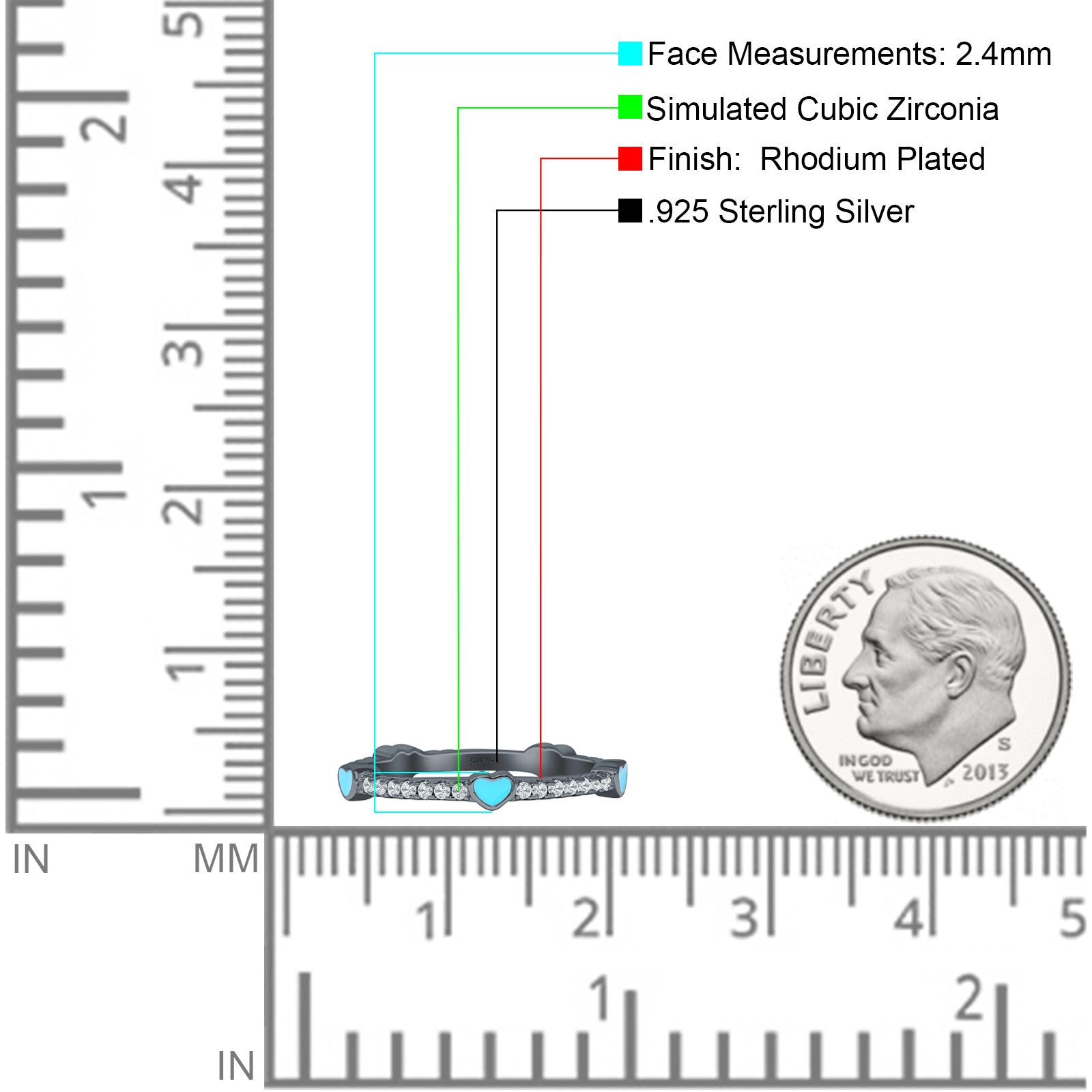 Heart Turquoise Full Eternity Band.