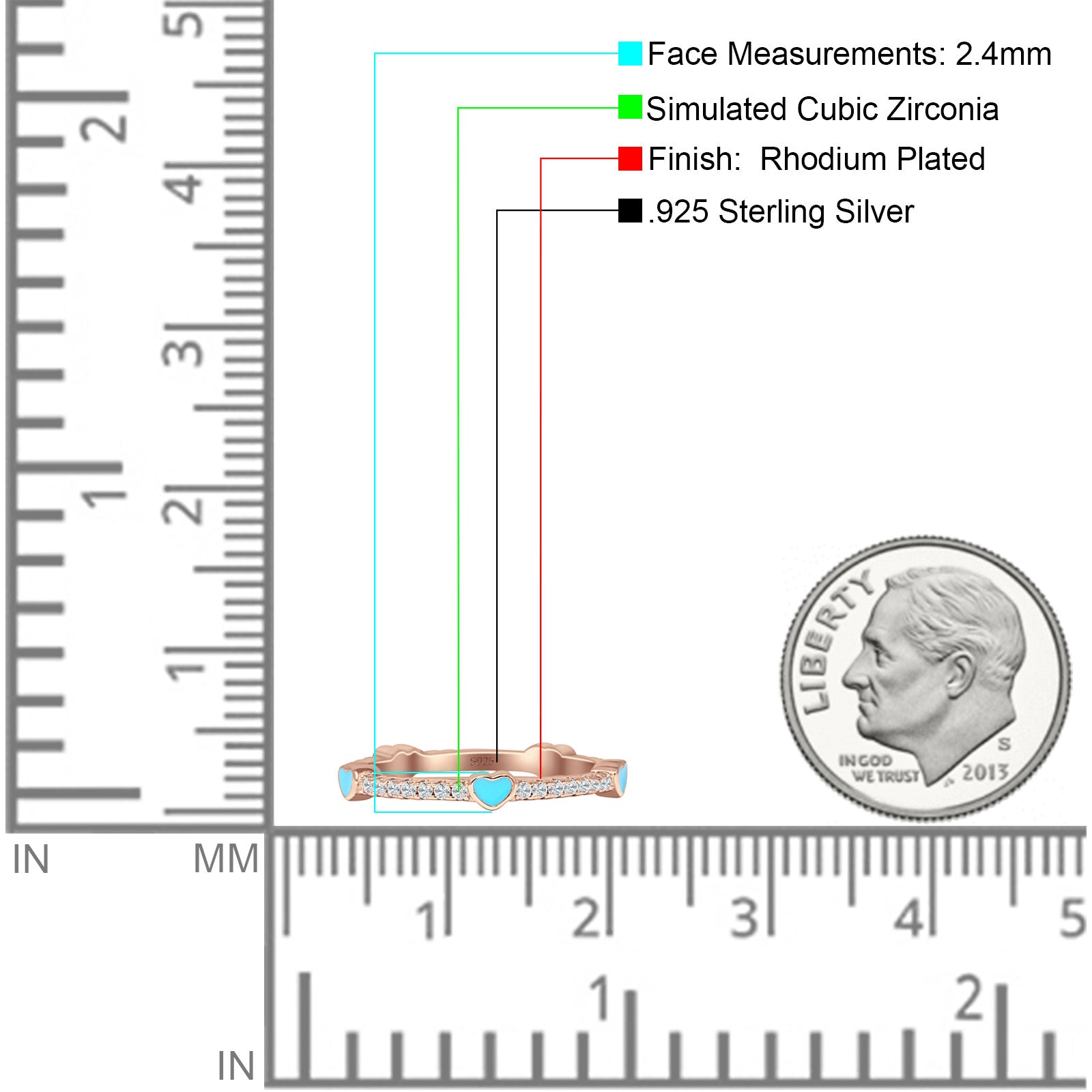 Heart Turquoise Full Eternity Band.