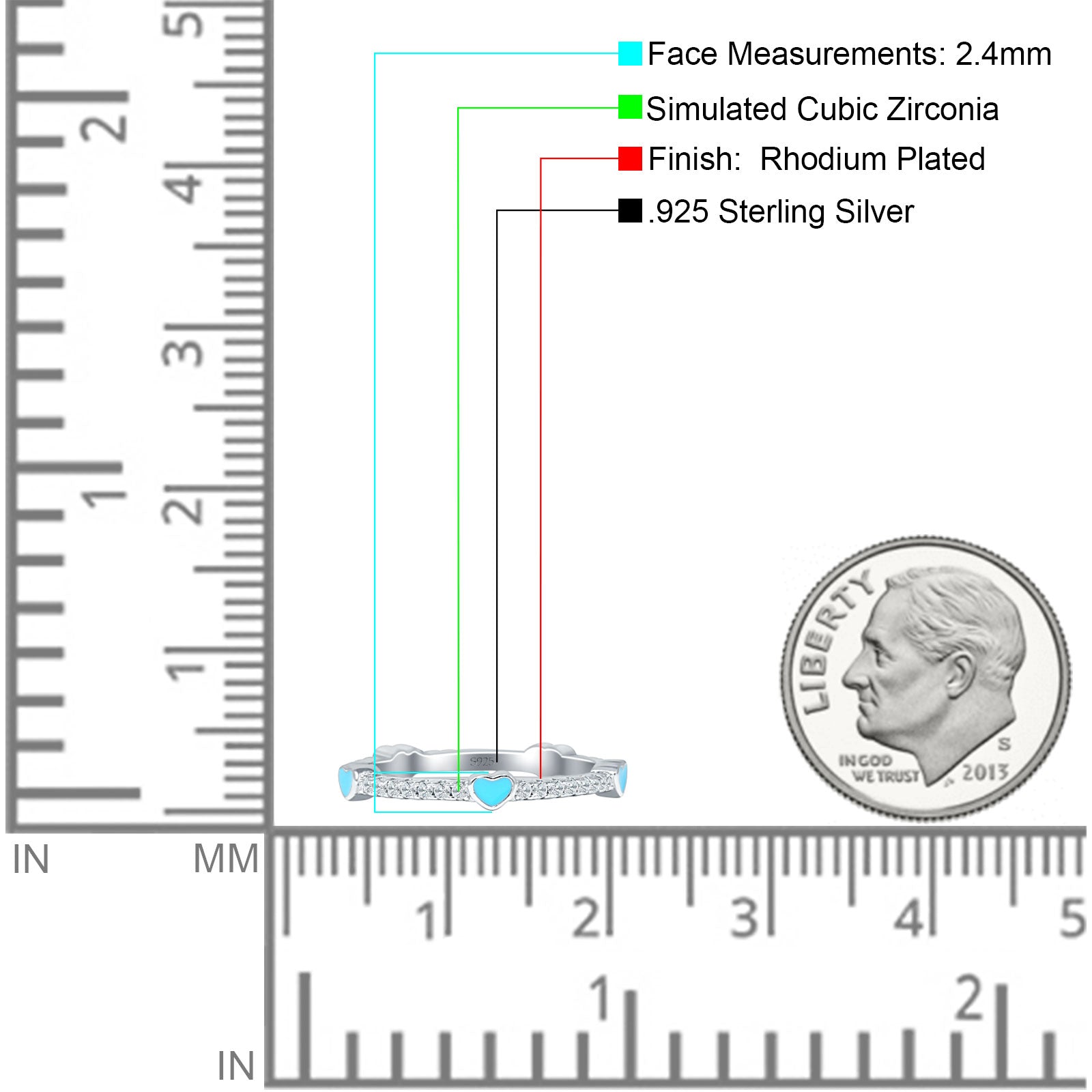 Heart Turquoise Full Eternity Band.