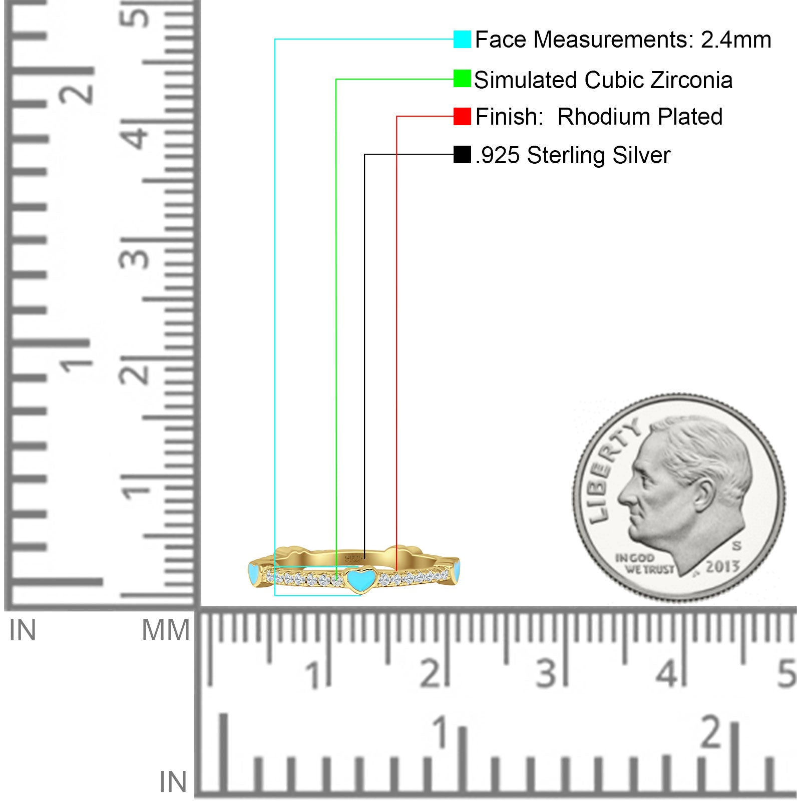 Heart Turquoise Full Eternity Band.